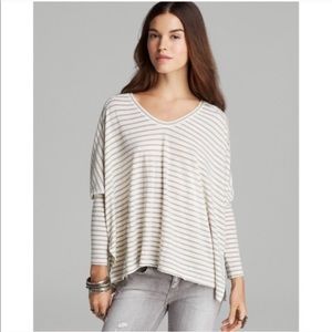 FREE PEOPLE Striped Pandora’s Boxy Oatmeal V-Neck